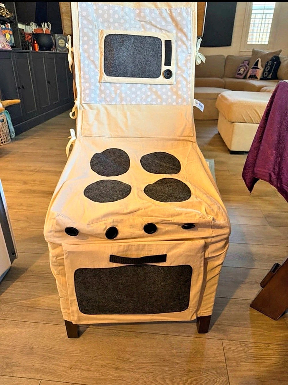 Pop-oh-ver Kids Pretend Play Kitchen Chair Cream & Blue & Gray